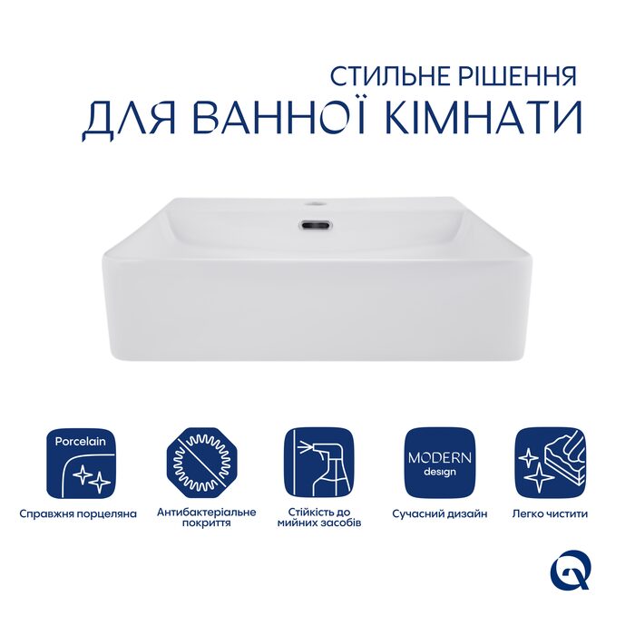 Комплект Qtap Nando LT: Раковина підвісна прамокутна 500х420х130 мм White + Донний клапан PU02O