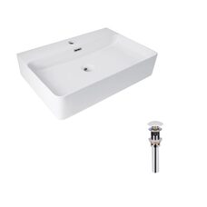 Комплект Qtap Nando LT: Раковина підвісна прамокутна 610х420х140 мм White + Донний клапан PU02O