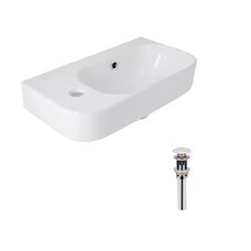 Комплект Qtap Tern: Раковина підвісна прамокутна ліва 450х250х158 мм White + Донний клапан PU02O