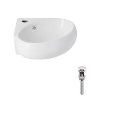 Комплект Qtap Leo N: Раковина підвісна угловая овальна 380x360x130 мм WHITE + Донний клапан PU02O