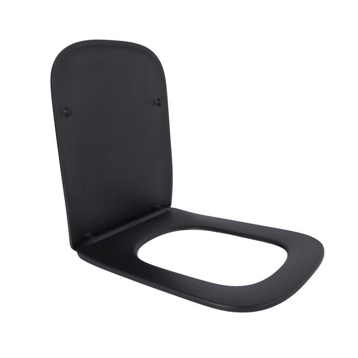 Сидіння для унітаза (Tern 490) 435x344x50 мм, Matt Black, з мікроліфтом, Slim Duroplast, Quick Release QTSC179MB47354 Qtap