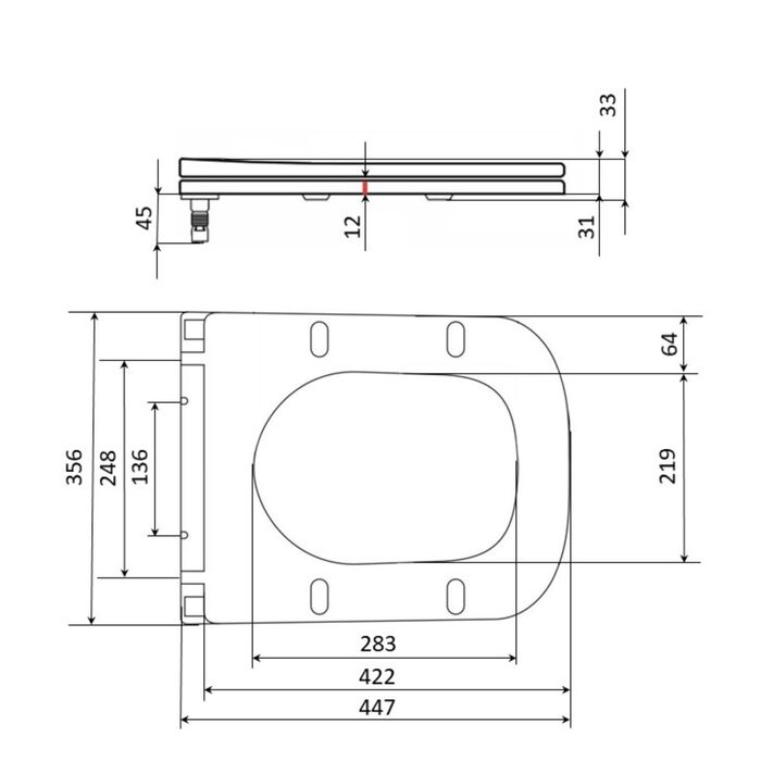 Сидіння для унітаза (Gemini) 435x357x37 мм, Matt Black, з мікроліфтом, Slim Duroplast, Quick Release QT99HY2312MB Qtap
