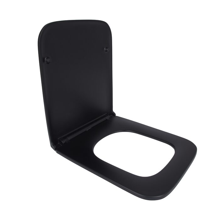 Сидіння для унітаза (Gemini) 435x357x37 мм, Matt Black, з мікроліфтом, Slim Duroplast, Quick Release QT99HY2312MB Qtap