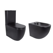 Акційний набір: Унітаз напольний Robin Ultra Quiet QT13226083AMB 660x360x855 Black + Біде напольне Robin QT13442141CMB 565x360x405 Black