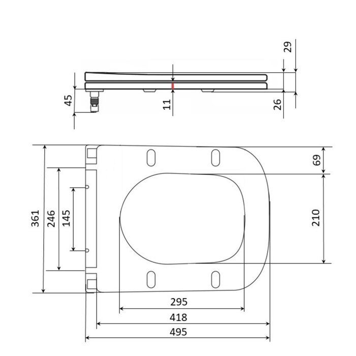 Сидіння для унітаза підлогового (Aries) 445×360×30 мм, White, з мікроліфтом? Slim Duroplast, Quick Release QT03228302W3 Qtap