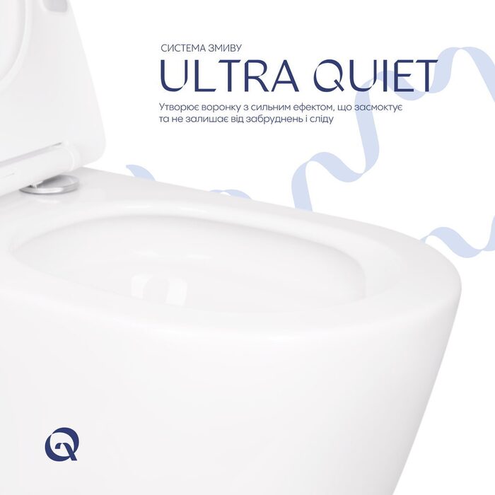 Унітаз підвісний Qtap Scorpio безободковий Ultra Quiet з сидінням Soft-close QT14332380ASW