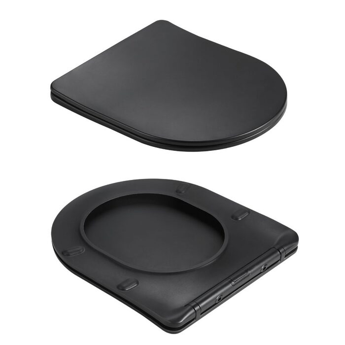 Унітаз підвісний Qtap Jay Ultra Quiet 485х360х320 мм, Matt Black, сидінням Slim Duroplast/ Soft-close/ Quick Relase QT07335177MB
