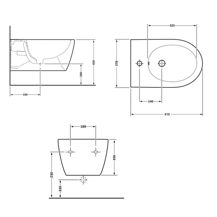 Біде підвісне Qtap Robin 515x370x350 мм, Marble QT13551381GMR