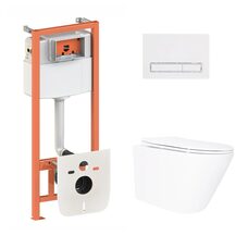 Готове рішення Qtap для ванної кімнати: підвісний унітаз Swan Ultra Quiet 520x360x320 + комплект інсталяції Nest 4 в 1 (лінійна клавіша White)