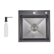 Lidz Handmade H5050HB Мийка для кухні інтегрована Decor Black PVD Honeycomb 2,5/0,5 мм LDH5050BDECPVD48369