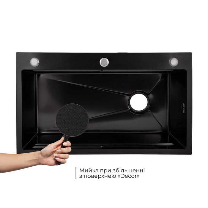 Lidz Handmade H7545B Мийка для кухні інтегрована Decor Black PVD Honeycomb 3,0/1,0 мм LDH7545BDECPVD48373