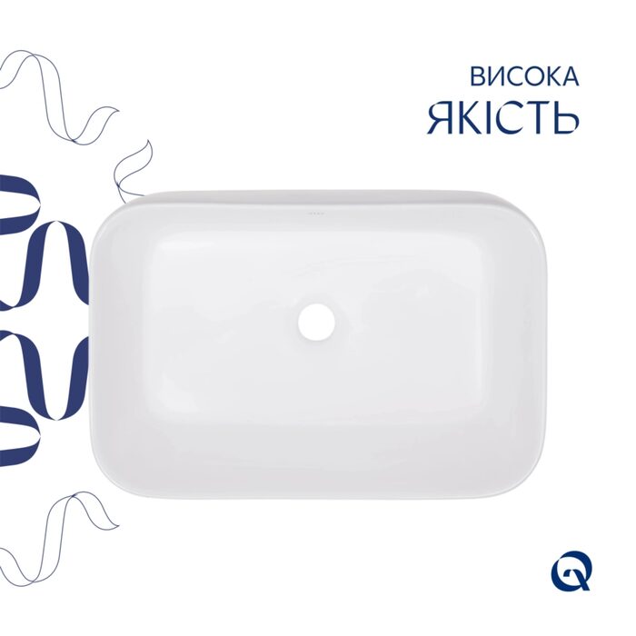 Комплект Qtap Scorpio: Раковина накладна 550x390x120 мм, White, прямокутна + Донний клапан Pop-up PU02