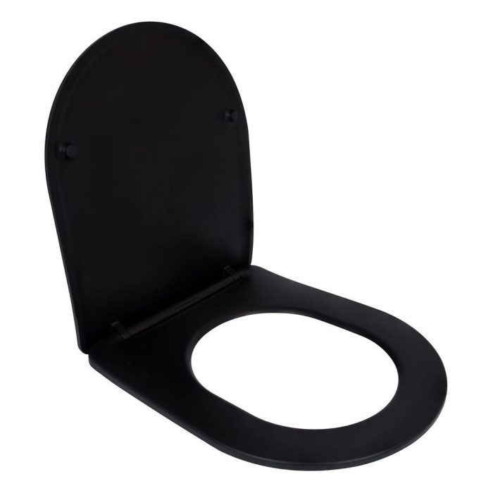 Сидіння для унітаза Qtap (Robin 490) 425x363x50 мм, Matt Black, з мікроліфтом Slim Duroplast, Quick Release QTSC179MB48676
