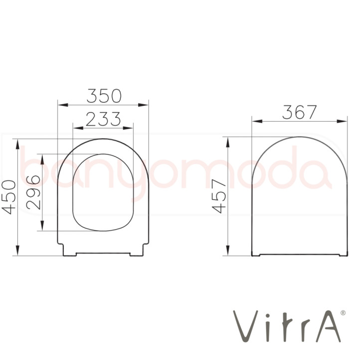 Vitra 131-083-009 Integra Slim тонка кришка до унітазу, чорна 450х350х50 (1 сорт)