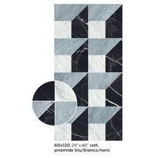 Плитка 60*120 Majestic Decori Piramide Blu/Bianco/Nero Rett 9 Mm