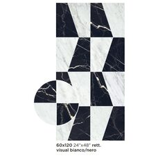 Плитка 60*120 Majestic Decori Visual Bianco/Nero Rett 9 Mm