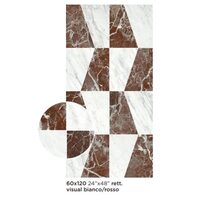 Плитка 60*120 Majestic Decori Visual Bianco/Rosso Rett 9 Mm