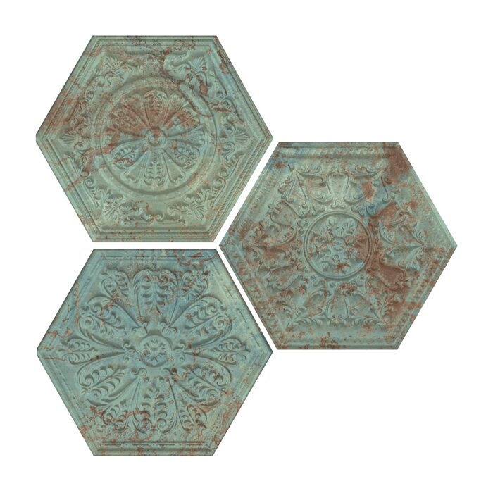 Плитка 25*29 Zinc Green Mix Decor Hexagon