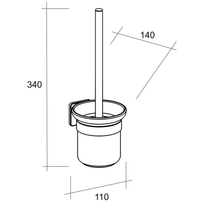 NOOK steel Щітка д/унітазу, нержавіюча сталь, хром, 340х110х140 (1 сорт)