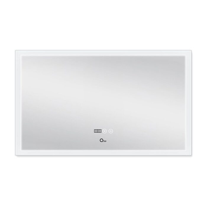 Дзеркало Qtap Mideya Classic 1000х600 з LED-підсвічуванням Touch, з антизапотіванням, з годинником, димером, рег. яскравості QT2078F615W