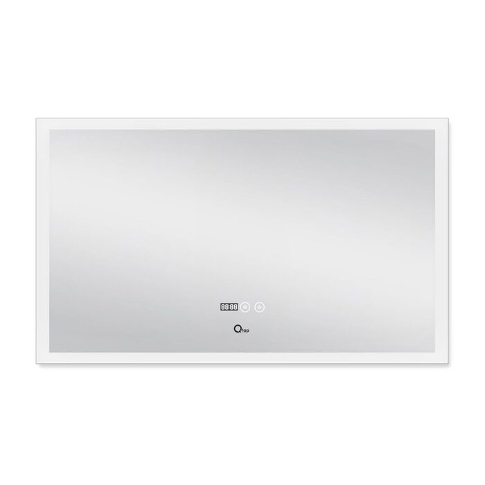 Дзеркало Qtap Mideya Classic 1000х600 з LED-підсвічуванням Touch, з антизапотіванням, з годинником, димером, рег. яскравості QT2078F615W