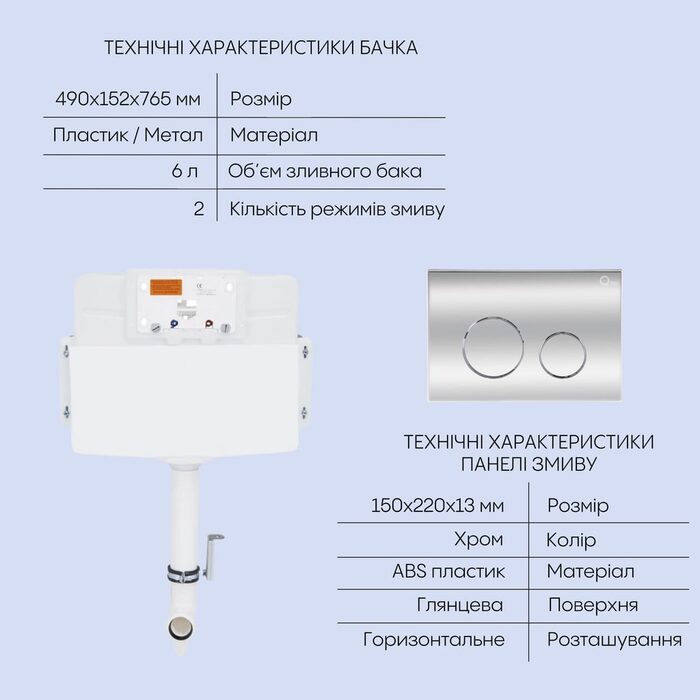 Готове рішення Qtap для ванної кімнати: підлоговий безбачковий унітаз Robin Ultra Quiet 560x360x420 + бачок прихованого монтажу