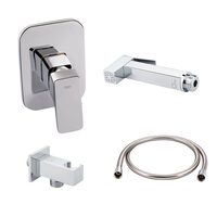 Комплект для душу Qtap Namesti Chrome: Змішувач QTNAM6025102NC + Шланг QTHADPVC120C + Лійка QTCRMB120 + Підключення QTCRMBH130