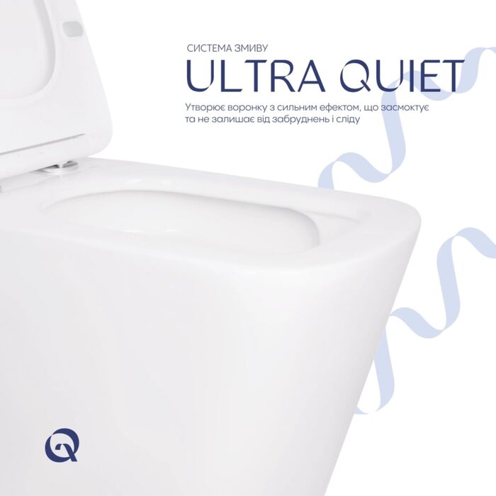 Готове рішення Qtap для ванної кімнати: Унітаз напольний Tern Ultra Quiet QT17223303AW + інсталяція QT0122490S+ клавіша QT0111M08V1384W