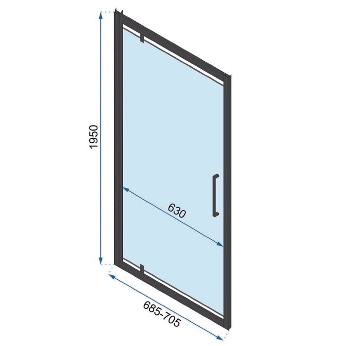 душова двері Rea Rapid Swing 70x195 безпечне скло, прозоре (REA-K6407)