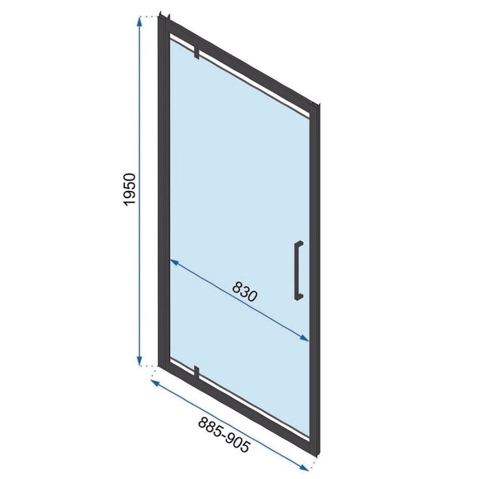 душова двері Rea Rapid Swing 90x195 безпечне скло, прозоре (REA-K6409)