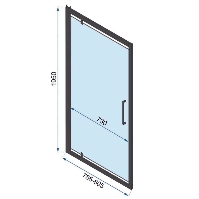 душова двері Rea Rapid Swing 80x195 безпечне скло, прозоре (REA-K6408)