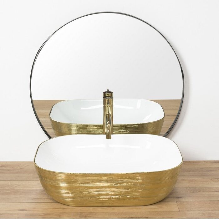 умивальник Rea Floria 51x41 gold/white (REA-U0027)