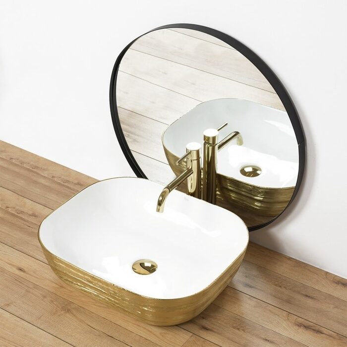 умивальник Rea Floria 51x41 gold/white (REA-U0027)