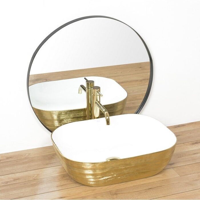 умивальник Rea Floria 51x41 gold/white (REA-U0027)