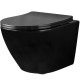 чаша унітазу Rea Carlo Mini Flat  black gloss без обідка, сидіння дюропластів повільно падаюче (REA-C8936)