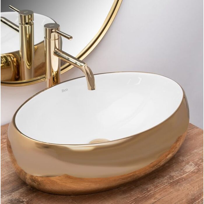 умивальник Rea Linda 33x48 gold/white (Rea-u1021)