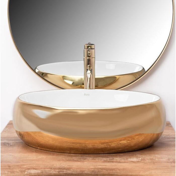 умивальник Rea Linda 33x48 gold/white (Rea-u1021)
