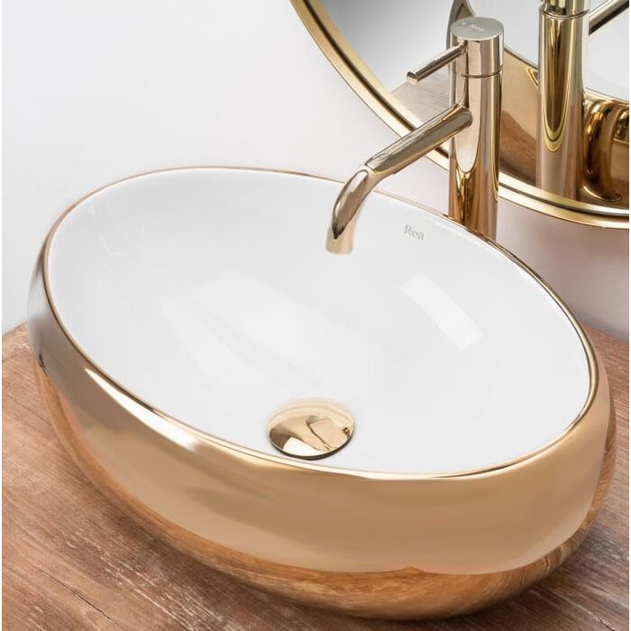 умивальник Rea Linda 33x48 gold/white (Rea-u1021)