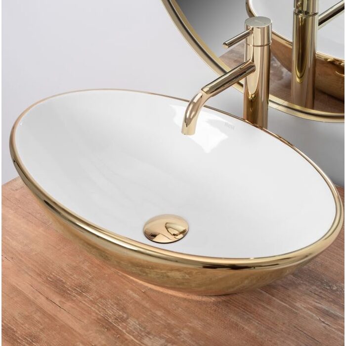 умивальник Rea Pamela 33x53 gold/white (Rea-u6345)