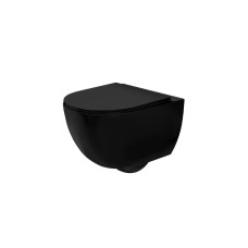 унітаз Carlo Mini Rimless 48x37 black mat + сидіння дюропластів soft-close (REA-C8489)