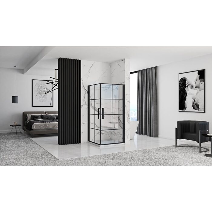 душова кабіна Rea Rubik 80x100 black mat безпечне скло прозоре (REA-K9232)