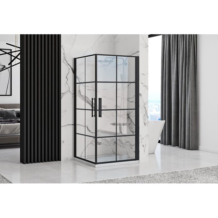 душова кабіна Rea Rubik 90x90 black mat безпечне скло прозоре (REA-K9231)