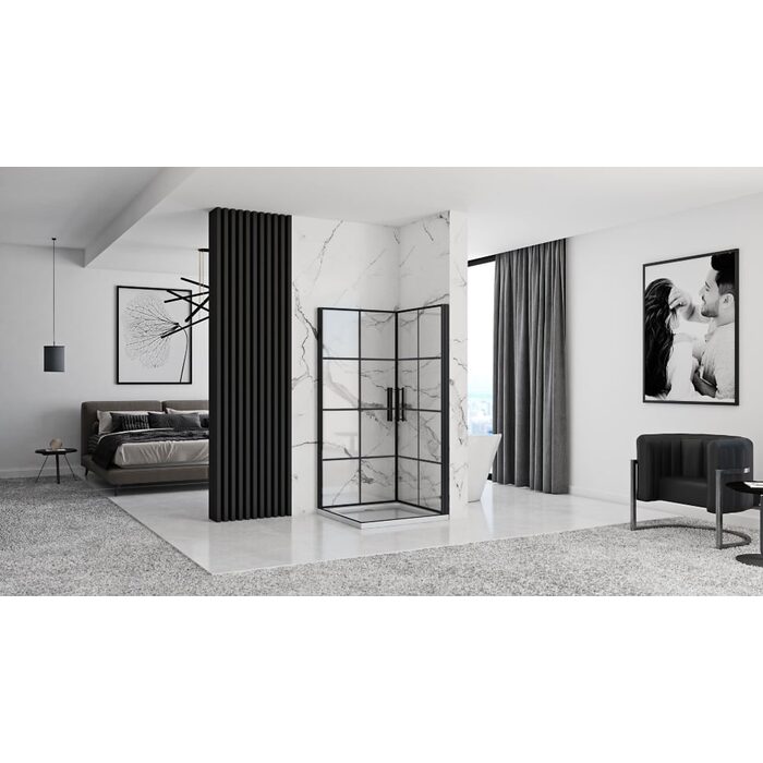 душова кабіна Rea Rubik 90x90 black mat безпечне скло прозоре (REA-K9231)