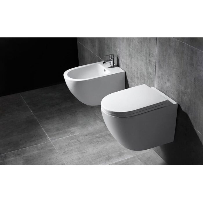 унітаз Carlo Mini Rimless 48x37 white + сидіння дюропластів soft-close (REA-C6200)