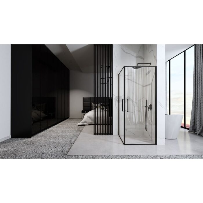 душова кабіна Rea Abra 90x90 black mat безпечне скло прозоре (REA-K5502)
