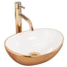 умивальник Rea Sofia 27x34 mini gold /white shiny (REA-U6334)