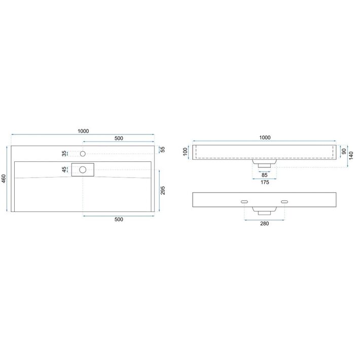 умивальник Rea Goya 45,5x100 black (REA-U8666)