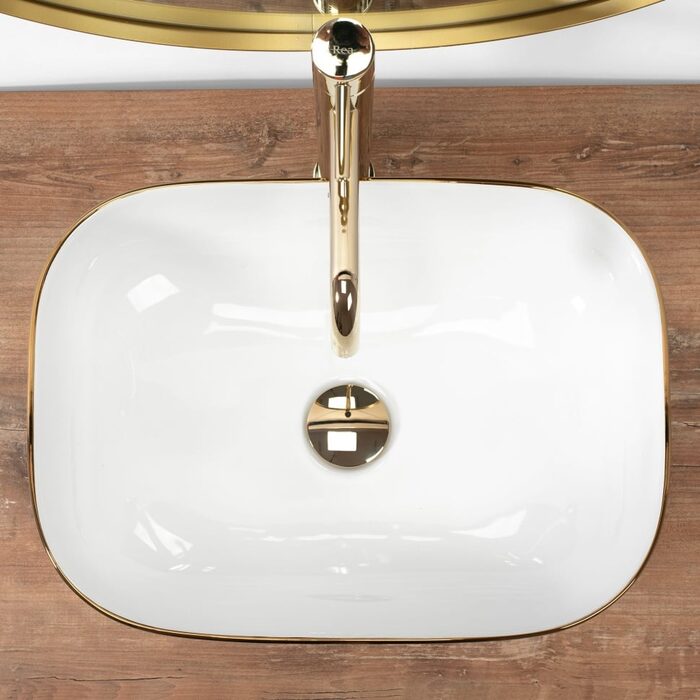умивальник Rea Belinda Wave 46,5x33 white /gold (REA-U8472)
