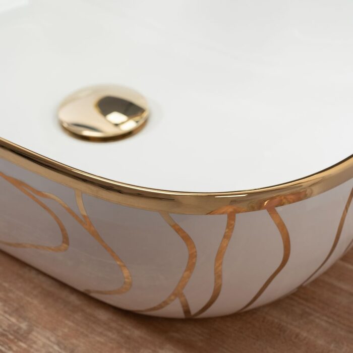 умивальник Rea Belinda Wave 46,5x33 white /gold (REA-U8472)