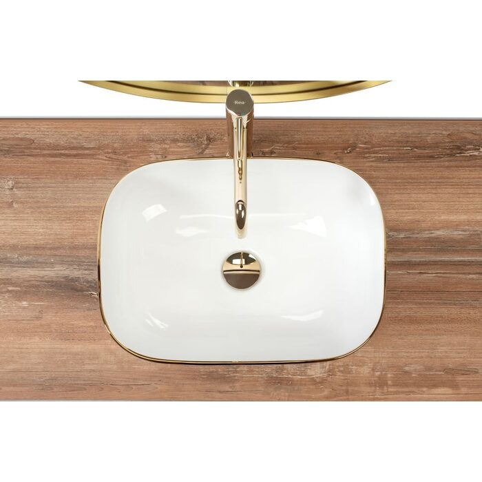 умивальник Rea Belinda Diamond 46,5x33,5 white /gold (REA-U8471)